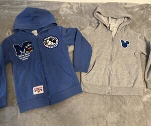 Disney Mickey Mouse Boys Size 5 & 6 Full Zip Front Long Sleeved Hoodies